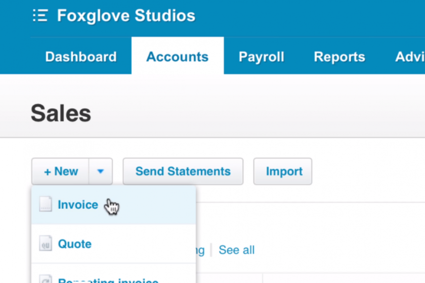 new invoice xero