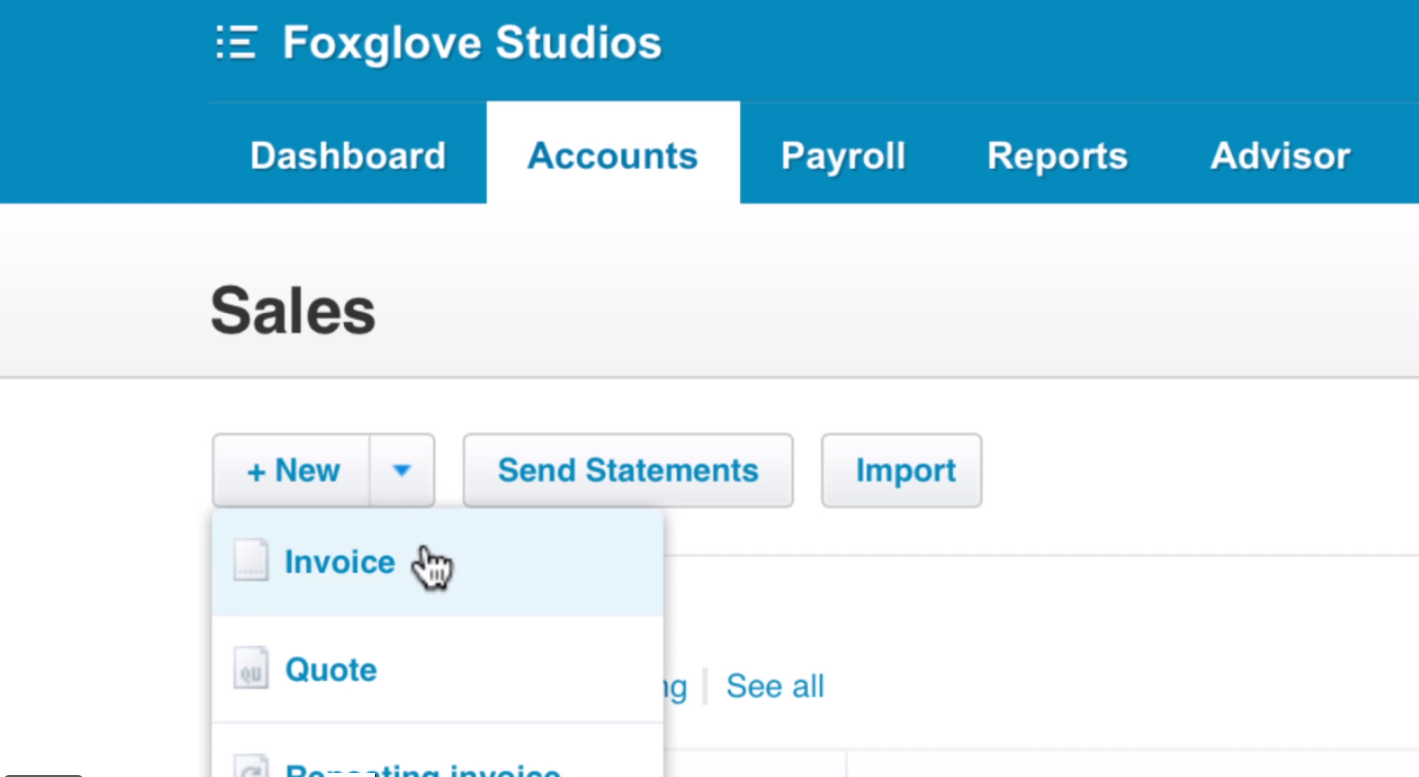 new invoice xero