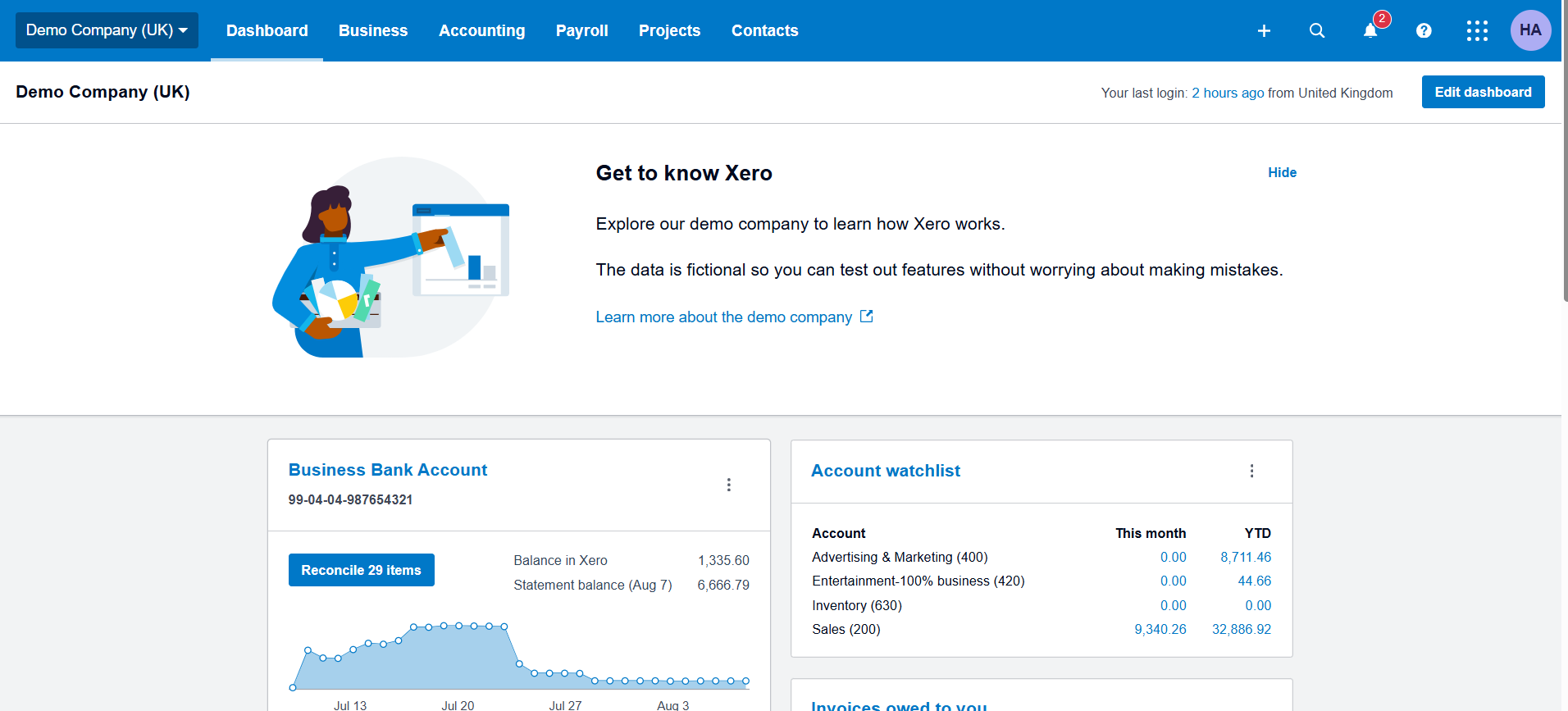 Xero Dashboard